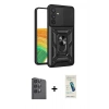 MARSİLYAN™- Galaxy S24 FE Kılıf Ahenk Klasik - Şeffaf Pasifik Cam Ekran Koruyucu + Raze Metal Kamera Lens - SH
