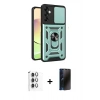 MARSİLYAN™- Galaxy S24 FE Kılıf Ahenk Klasik - Siyah 3D Antistatik Hayalet Cam Ekran Koruyucu + Raze Metal Kamera Lens - GI