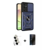 MARSİLYAN™- Galaxy S24 FE Kılıf Ahenk Klasik - Siyah 3D Antistatik Hayalet Cam Ekran Koruyucu + Raze Metal Kamera Lens - SI