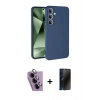 MARSİLYAN™- Galaxy S24 FE Kılıf Ahenk Serisi - Siyah 3D Antistatik Hayalet Cam Ekran Koruyucu + Raze Metal Kamera Lens - MR