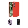 MARSİLYAN™- Galaxy S24 FE Kılıf Ahenk Serisi - Siyah 3D Antistatik Hayalet Cam Ekran Koruyucu + Raze Metal Kamera Lens - MR