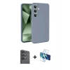 MARSİLYAN™- Galaxy S24 FE Kılıf Ahenk Serisi - Siyah 3D Antistatik Seramik Nano Ekran Koruyucu + Raze Metal Kamera Lens - SH