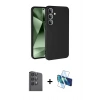 MARSİLYAN™- Galaxy S24 FE Kılıf Ahenk Serisi - Siyah 3D Antistatik Seramik Nano Ekran Koruyucu + Raze Metal Kamera Lens - SH