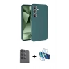 MARSİLYAN™- Galaxy S24 FE Kılıf Ahenk Serisi - Siyah 3D Antistatik Seramik Nano Ekran Koruyucu + Raze Metal Kamera Lens - SH