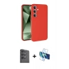 MARSİLYAN™- Galaxy S24 FE Kılıf Ahenk Serisi - Siyah 3D Antistatik Seramik Nano Ekran Koruyucu + Raze Metal Kamera Lens - SH