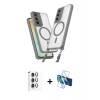 MARSİLYAN™- Galaxy S24 FE Kılıf Atlas Doku Koleksiyonu - Siyah 3D Antistatik Seramik Nano Ekran Koruyucu + Raze Metal Kamera Lens - GI