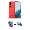 MARSİLYAN™- Galaxy S24 FE Kılıf Atlas Koleksiyonu - Siyah 3D Antistatik Seramik Nano Ekran Koruyucu + Raze Metal Kamera Lens - MR