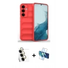 MARSİLYAN™- Galaxy S24 FE Kılıf Atlas Koleksiyonu - Siyah 3D Antistatik Seramik Nano Ekran Koruyucu + Raze Metal Kamera Lens - SI