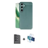 MARSİLYAN™- Galaxy S24 FE Kılıf Doruk Klasik Özel Seri - Siyah 3D Antistatik Cam Ekran Koruyucu + Raze Metal Kamera Lens - SH