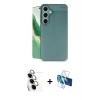 MARSİLYAN™- Galaxy S24 FE Kılıf Doruk Klasik Özel Seri - Siyah 3D Antistatik Seramik Nano Ekran Koruyucu + Raze Metal Kamera Lens - SI