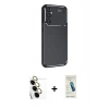 MARSİLYAN™- Galaxy S24 FE Kılıf Eksen Form Prime - Şeffaf Pasifik Cam Ekran Koruyucu + Raze Metal Kamera Lens - SI