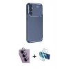 MARSİLYAN™- Galaxy S24 FE Kılıf Eksen Form Prime - Siyah 3D Antistatik Cam Ekran Koruyucu + Raze Metal Kamera Lens - MR