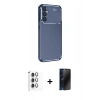 MARSİLYAN™- Galaxy S24 FE Kılıf Eksen Form Prime - Siyah 3D Antistatik Hayalet Cam Ekran Koruyucu + Raze Metal Kamera Lens - GI
