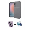 MARSİLYAN™- Galaxy S24 FE Kılıf Eksen Form Prime - Siyah 3D Antistatik Seramik Nano Ekran Koruyucu + Raze Metal Kamera Lens - MR