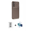 MARSİLYAN™- Galaxy S24 FE Kılıf Eksen Form Prime - Siyah 3D Antistatik Seramik Nano Ekran Koruyucu + Raze Metal Kamera Lens - GI