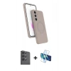 MARSİLYAN™- Galaxy S24 FE Kılıf İz Işık Koleksiyonu - Siyah 3D Antistatik Cam Ekran Koruyucu + Raze Metal Kamera Lens - SH