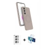 MARSİLYAN™- Galaxy S24 FE Kılıf İz Işık Koleksiyonu - Siyah 3D Antistatik Seramik Nano Ekran Koruyucu + Raze Metal Kamera Lens - GI