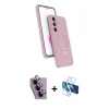 MARSİLYAN™- Galaxy S24 FE Kılıf İz Işık Koleksiyonu - Siyah 3D Antistatik Seramik Nano Ekran Koruyucu + Raze Metal Kamera Lens - MR