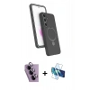 MARSİLYAN™- Galaxy S24 FE Kılıf İz Işık Koleksiyonu - Siyah 3D Antistatik Seramik Nano Ekran Koruyucu + Raze Metal Kamera Lens - MR
