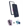 MARSİLYAN™- Galaxy S24 FE Kılıf İz Işık Koleksiyonu - Siyah 3D Antistatik Seramik Nano Ekran Koruyucu + Raze Metal Kamera Lens - MR