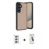 MARSİLYAN™- Galaxy S24 FE Kılıf Kıvılcım Işık Serisi - Şeffaf Pasifik Cam Ekran Koruyucu + Raze Metal Kamera Lens - GI