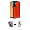 MARSİLYAN™- Galaxy S24 FE Kılıf Kıvılcım Işık Serisi - Şeffaf Pasifik Cam Ekran Koruyucu + Raze Metal Kamera Lens - MR