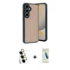 MARSİLYAN™- Galaxy S24 FE Kılıf Kıvılcım Işık Serisi - Şeffaf Pasifik Cam Ekran Koruyucu + Raze Metal Kamera Lens - SI
