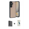MARSİLYAN™- Galaxy S24 FE Kılıf Kıvılcım Işık Serisi - Şeffaf Pasifik Cam Ekran Koruyucu + Raze Metal Kamera Lens - SH