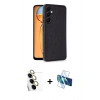 MARSİLYAN™- Galaxy S24 FE Kılıf Kıvılcım Işık Serisi - Siyah 3D Antistatik Cam Ekran Koruyucu + Raze Metal Kamera Lens - SI