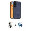 MARSİLYAN™- Galaxy S24 FE Kılıf Kıvılcım Işık Serisi - Siyah 3D Antistatik Cam Ekran Koruyucu + Raze Metal Kamera Lens - SI