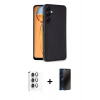 MARSİLYAN™- Galaxy S24 FE Kılıf Kıvılcım Işık Serisi - Siyah 3D Antistatik Hayalet Cam Ekran Koruyucu + Raze Metal Kamera Lens - GI
