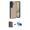 MARSİLYAN™- Galaxy S24 FE Kılıf Kıvılcım Işık Serisi - Siyah 3D Antistatik Seramik Nano Ekran Koruyucu + Raze Metal Kamera Lens - SH