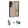MARSİLYAN™- Galaxy S24 FE Kılıf Kıvılcım Işık Serisi - Siyah 3D Antistatik Seramik Nano Ekran Koruyucu + Raze Metal Kamera Lens - SI