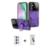 MARSİLYAN™- Galaxy S24 FE Kılıf Kıvılcım Modern Serisi - Şeffaf Pasifik Cam Ekran Koruyucu + Raze Metal Kamera Lens - GI