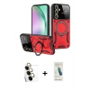 MARSİLYAN™- Galaxy S24 FE Kılıf Kıvılcım Modern Serisi - Şeffaf Pasifik Cam Ekran Koruyucu + Raze Metal Kamera Lens - SI