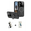 MARSİLYAN™- Galaxy S24 FE Kılıf Kıvılcım Modern Serisi - Şeffaf Pasifik Cam Ekran Koruyucu + Raze Metal Kamera Lens - SI