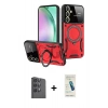 MARSİLYAN™- Galaxy S24 FE Kılıf Kıvılcım Modern Serisi - Şeffaf Pasifik Cam Ekran Koruyucu + Raze Metal Kamera Lens - SH
