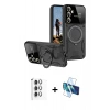 MARSİLYAN™- Galaxy S24 FE Kılıf Kıvılcım Modern Serisi - Siyah 3D Antistatik Cam Ekran Koruyucu + Raze Metal Kamera Lens - GI