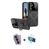 MARSİLYAN™- Galaxy S24 FE Kılıf Kıvılcım Modern Serisi - Siyah 3D Antistatik Cam Ekran Koruyucu + Raze Metal Kamera Lens - MR