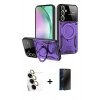 MARSİLYAN™- Galaxy S24 FE Kılıf Kıvılcım Modern Serisi - Siyah 3D Antistatik Hayalet Cam Ekran Koruyucu + Raze Metal Kamera Lens - SI
