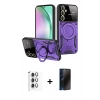 MARSİLYAN™- Galaxy S24 FE Kılıf Kıvılcım Modern Serisi - Siyah 3D Antistatik Hayalet Cam Ekran Koruyucu + Raze Metal Kamera Lens - GI