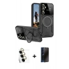 MARSİLYAN™- Galaxy S24 FE Kılıf Kıvılcım Modern Serisi - Siyah 3D Antistatik Hayalet Cam Ekran Koruyucu + Raze Metal Kamera Lens - SI