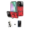 MARSİLYAN™- Galaxy S24 FE Kılıf Kıvılcım Modern Serisi - Siyah 3D Antistatik Hayalet Cam Ekran Koruyucu + Raze Metal Kamera Lens - SI
