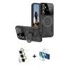 MARSİLYAN™- Galaxy S24 FE Kılıf Kıvılcım Modern Serisi - Siyah 3D Antistatik Seramik Nano Ekran Koruyucu + Raze Metal Kamera Lens - SI