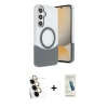 MARSİLYAN™- Galaxy S24 FE Kılıf Kozmos Form Özel Seri - Şeffaf Pasifik Cam Ekran Koruyucu + Raze Metal Kamera Lens - SI