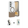 MARSİLYAN™- Galaxy S24 FE Kılıf Kozmos Form Özel Seri - Şeffaf Pasifik Cam Ekran Koruyucu + Raze Metal Kamera Lens - SI