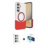 MARSİLYAN™- Galaxy S24 FE Kılıf Kozmos Form Özel Seri - Siyah 3D Antistatik Cam Ekran Koruyucu + Raze Metal Kamera Lens - GI