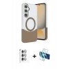 MARSİLYAN™- Galaxy S24 FE Kılıf Kozmos Form Özel Seri - Siyah 3D Antistatik Cam Ekran Koruyucu + Raze Metal Kamera Lens - GI