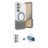 MARSİLYAN™- Galaxy S24 FE Kılıf Kozmos Form Özel Seri - Siyah 3D Antistatik Cam Ekran Koruyucu + Raze Metal Kamera Lens - GI