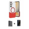 MARSİLYAN™- Galaxy S24 FE Kılıf Kozmos Form Özel Seri - Siyah 3D Antistatik Hayalet Cam Ekran Koruyucu + Raze Metal Kamera Lens - SH